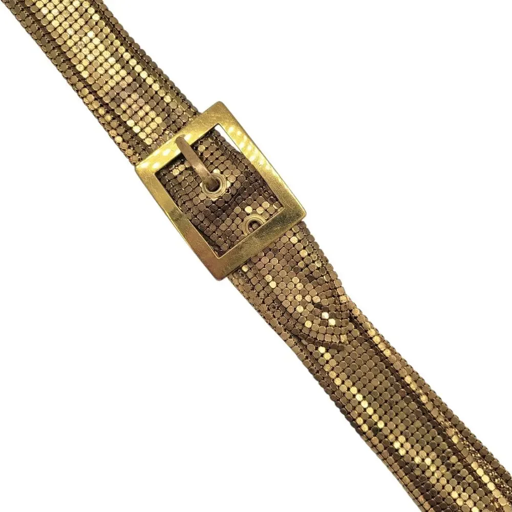 Vintage Gold Tone Chainmail Belt Disco Glam Metallic Mesh Treasure 70s 80s punk